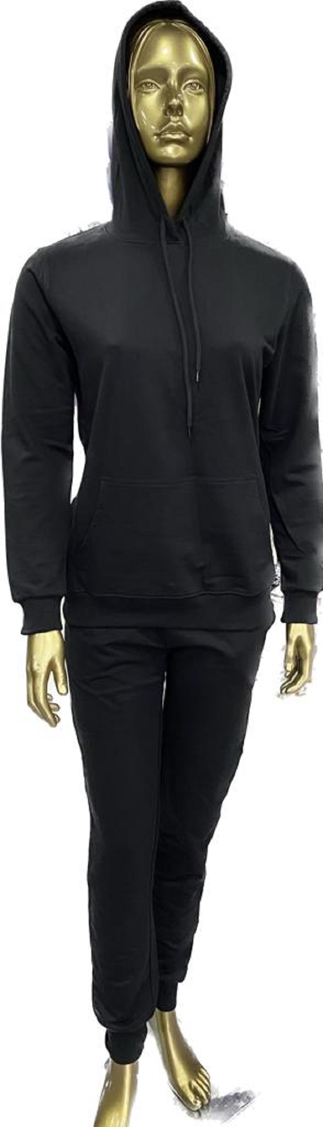 Ladies' black sweatshirt and sweatpant combo